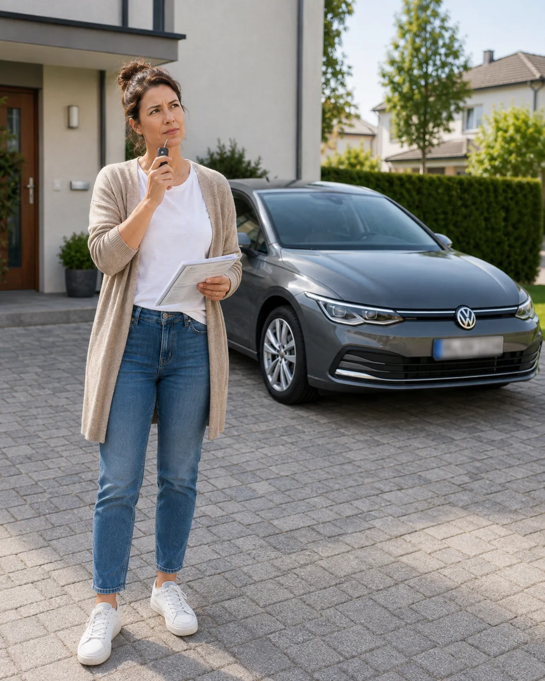 DSG - Welches Getriebe habe ich. Frau mit Fahrzeug